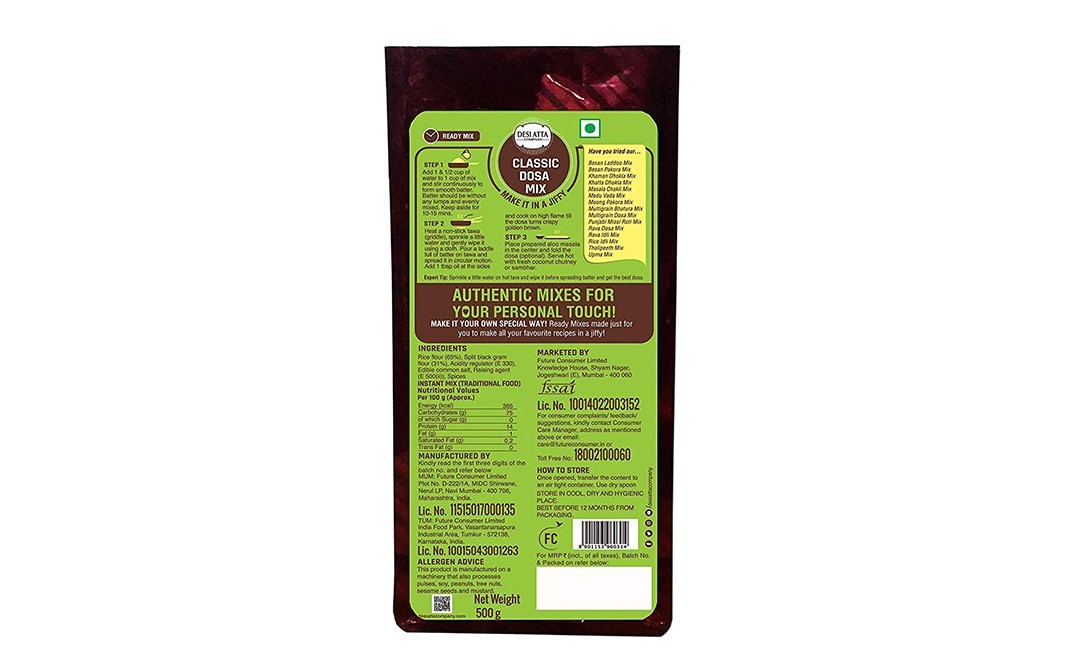 Desi Atta Classic Dosa Mix    Pack  500 grams